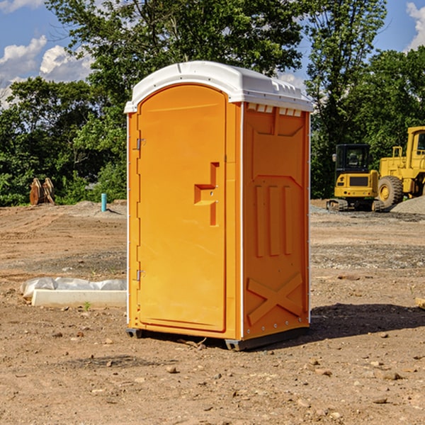 how often are the portable restrooms cleaned and serviced during a rental period in Hallam